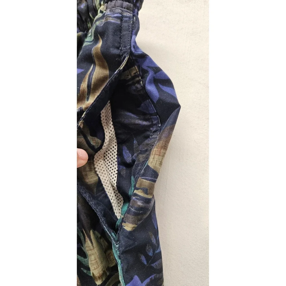 Covington Mens Tropical Sailboat Print Swim Trunks Navy Teal Size Medium 32-34